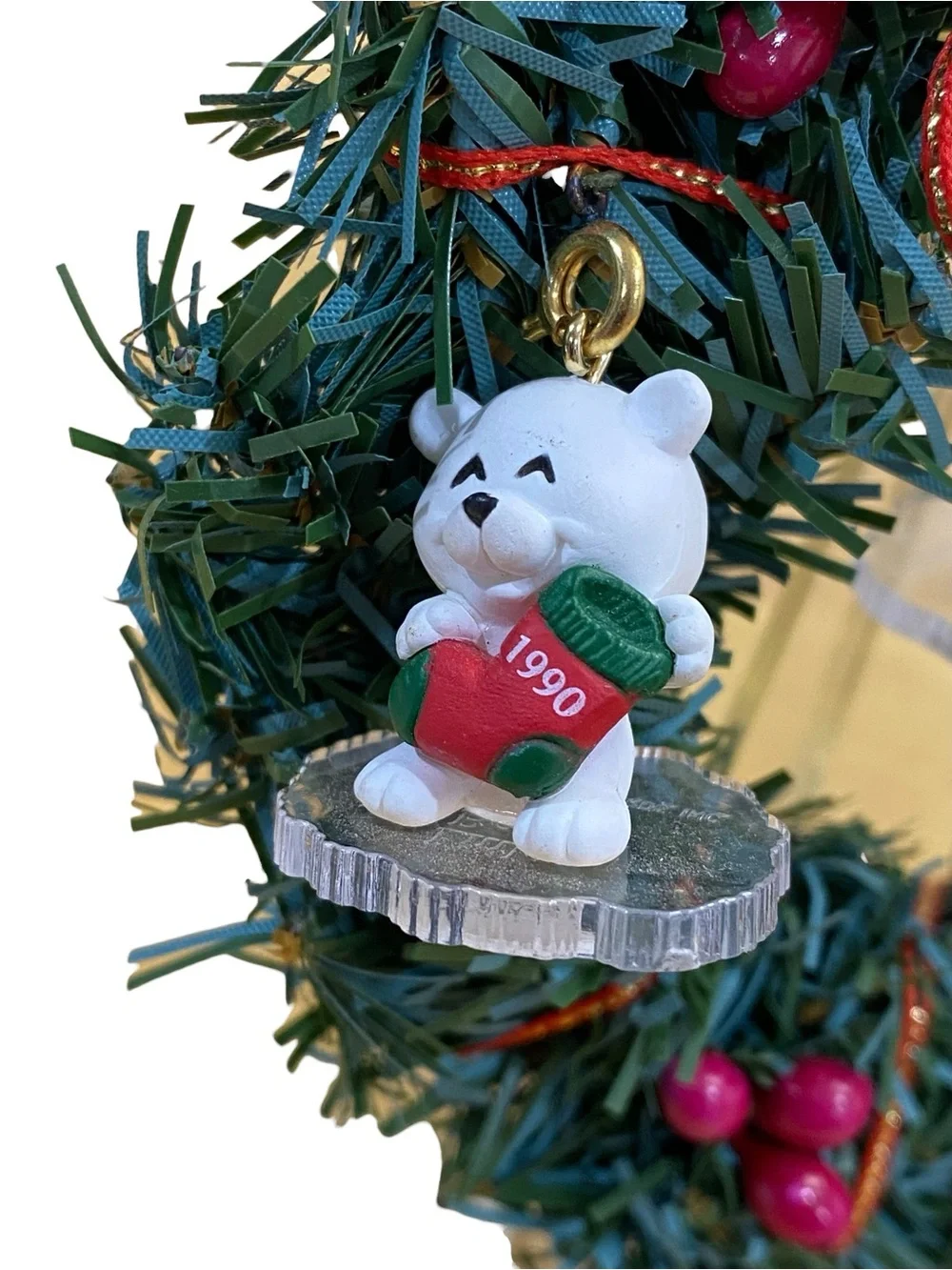 Hallmark 1990 Little Frosty Friends Mini Wreath with Ornaments
